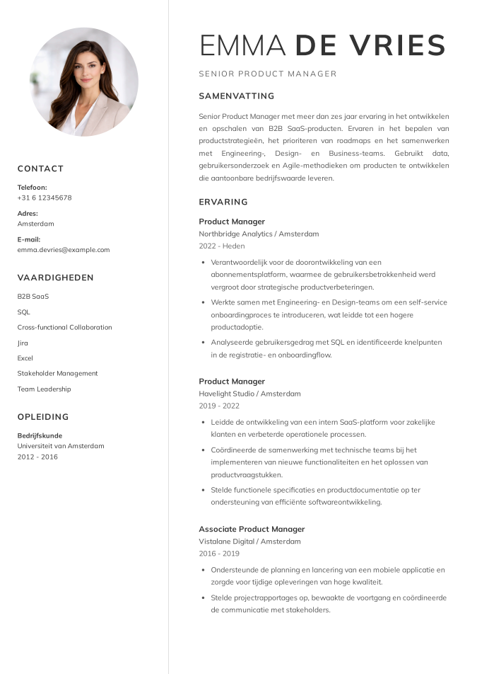 ATS-geoptimaliseerd cv gegenereerd door FitMyCV