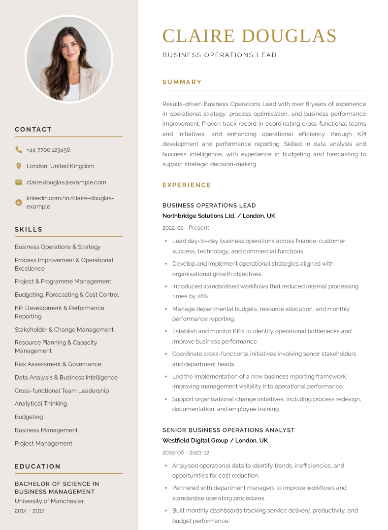 Tailored CV preview